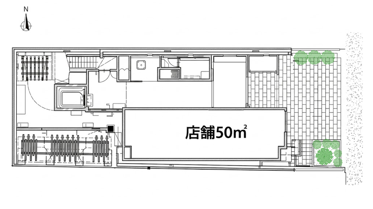 大阪市北区東天満1丁目の賃貸物件/間取り図。コンパクトな空間ですが奥行きのある空間です。