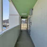 大阪市北区長柄西1丁目の賃貸物件/緑がアクセントの共用部