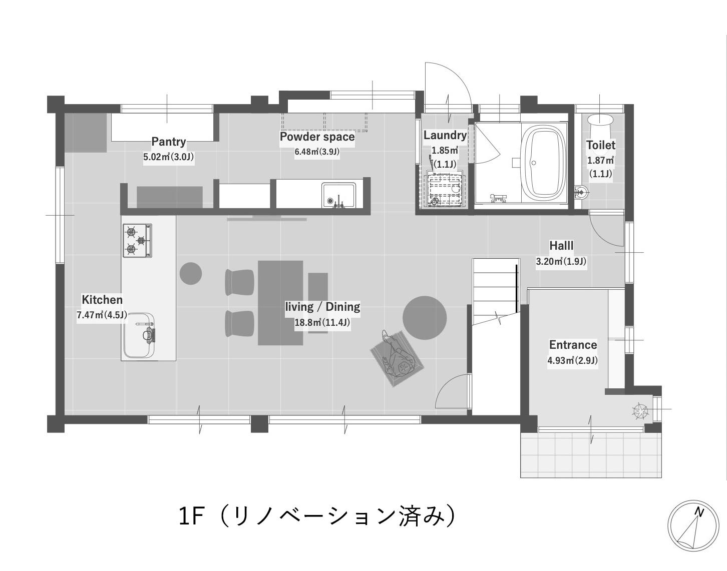 沖縄県那覇市首里崎山町の売買物件/1階部分はリノベーション済み。図面通りの間取りでお引渡しになります
