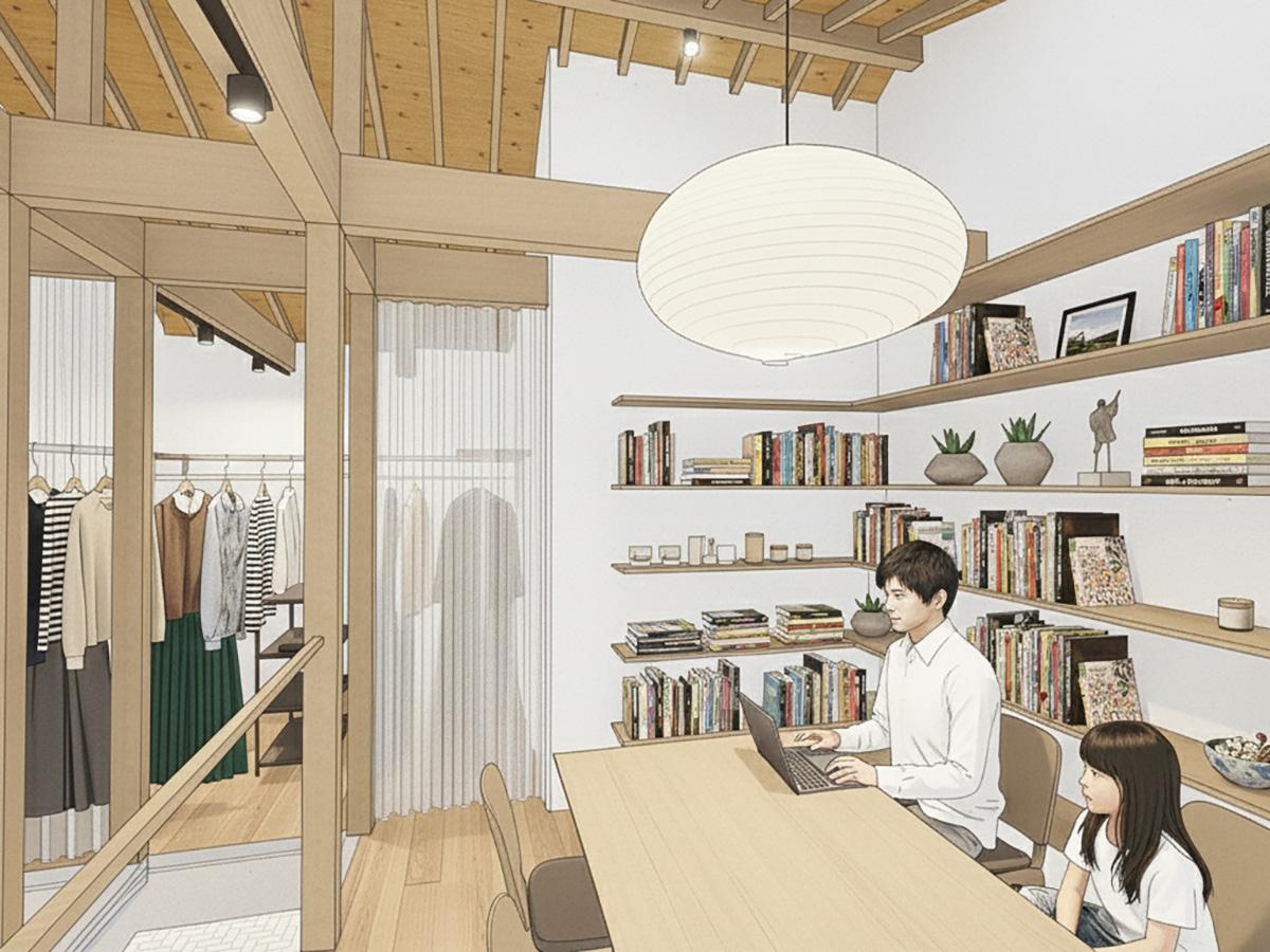 西東京市柳沢5-3の売買物件/ゼロリノベの内装デザインのイメージパース：2階の空間がセカンドリビングに
