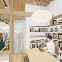 西東京市柳沢5-3の売買物件/ゼロリノベの内装デザインのイメージパース：2階の空間がセカンドリビングに