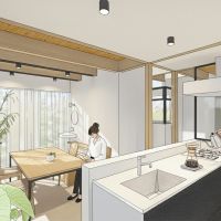 西東京市柳沢5-3の売買物件/ゼロリノベの内装デザインのイメージパース：土間にキッチンをつくることもできます