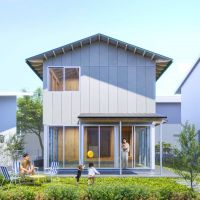 西東京市柳沢5-3の売買物件/住宅モデルのイメージパース：外観はシンプルに。外壁の色は、全体のトーンを合わせた3種類から選びます
