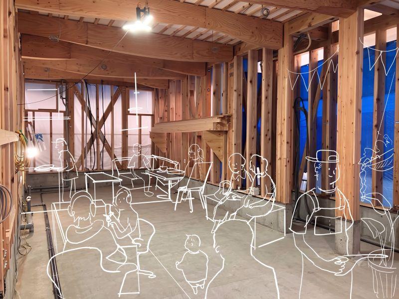 鎌倉市御成町の賃貸物件/1階（工事中）｜エントランスから奥を見た様子（画像は工事途中の内観にAI加工を施したイメージです。）