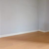 目黒区大橋の賃貸物件/のっぺりとしたグレーの壁と、フローリングのツルッと感が良い