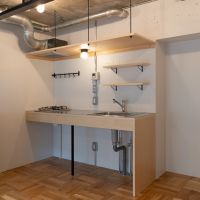 杉並区堀之内の賃貸物件/造作キッチン。照明のデザインも可愛らしいです