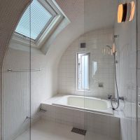 東京都渋谷区西原の賃貸物件/タイル張り、R天井のサニタリー。真ん中は繋がっています