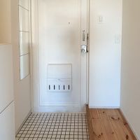 練馬区関町北の賃貸物件/玄関。サイドに備え付けのシューズボックスがついています