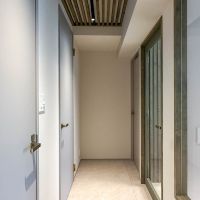 墨田区江東橋の賃貸物件/廊下。左手に水回りが並ぶ。右手前がリビングで、右奥が寝室