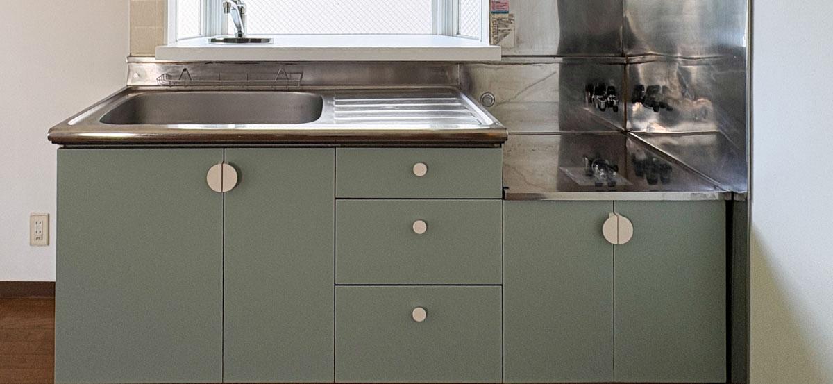 大田区上池台の賃貸物件/キッチンのツマミはtoolboxの「オヨンミンつまみ」