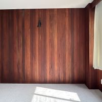 文京区春日の賃貸物件/マホガニーの壁面とカーペットの色味がうまく調和しています