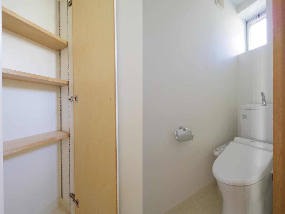 北区田端の賃貸物件/トイレは便座の向かいに収納あり