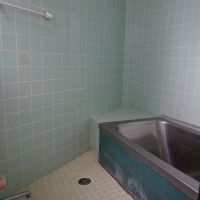 山形県山形市下条町の売買物件/鋭角の浴室。あの角には観葉植物を置きたい。